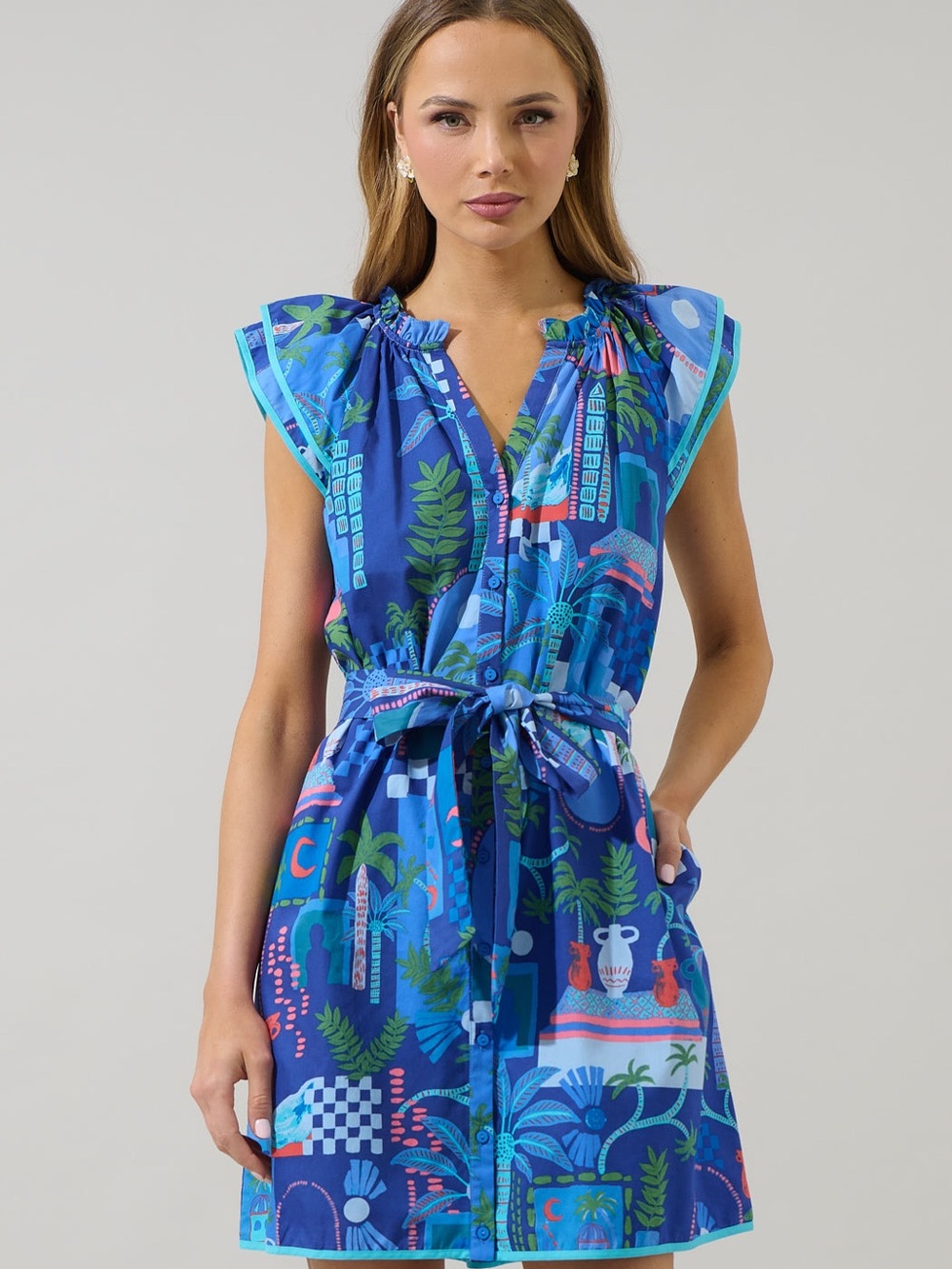 Sugarlips Punta Alta Olera Ruffle Mini Dress, Size M